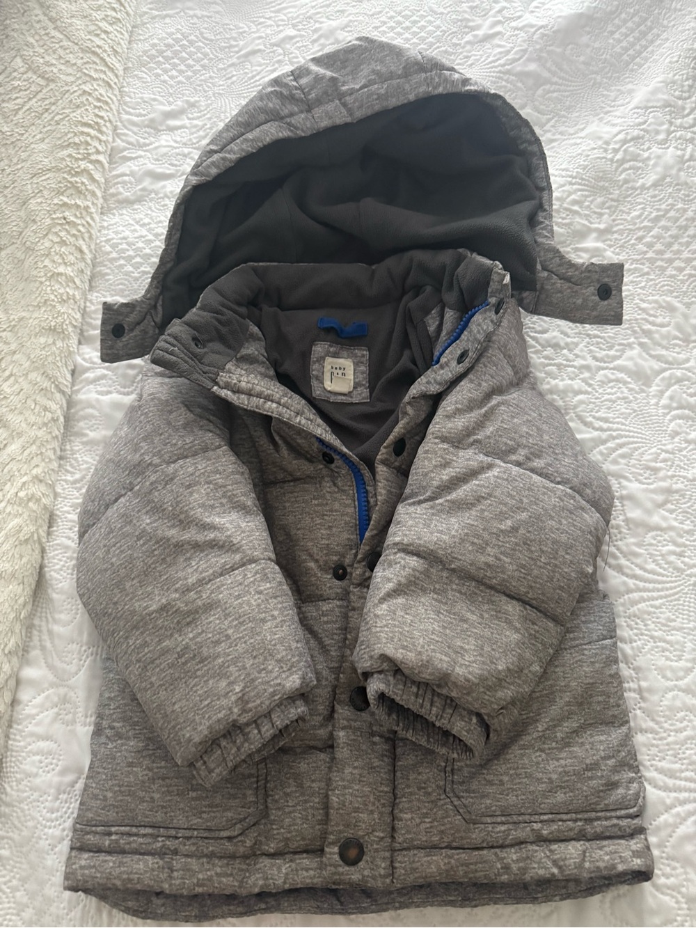 GAP Kids Grey Hooded Puffer Jacket
